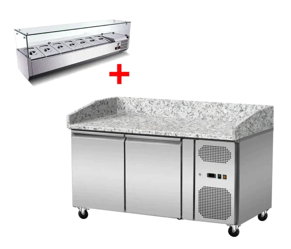 Pizzakühltisch Granit rosa-grau 2 Türen 150 cm Gastronics - CPGASTRO