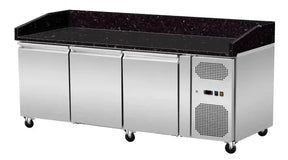 Pizzakühltisch Granit schwarz 3 Türen 203 cm - CPGASTRO