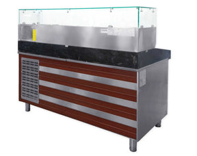 Pizzakühltisch mit Aufsatzvitrine 150 cm - CPGASTRO