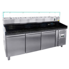 Pizzakühltisch mit Aufsatzvitrine 203 cm - CPGASTRO